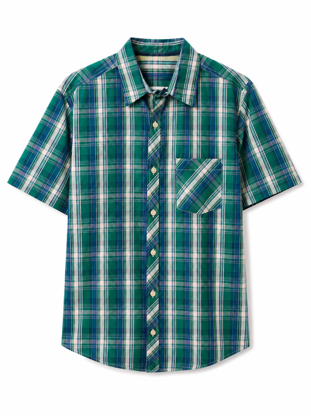 377 - Relaxed Plaid Short Sleeve Shirt
