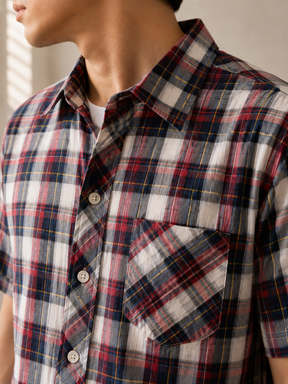 378 - Relaxed Plaid Short Sleeve Shirt