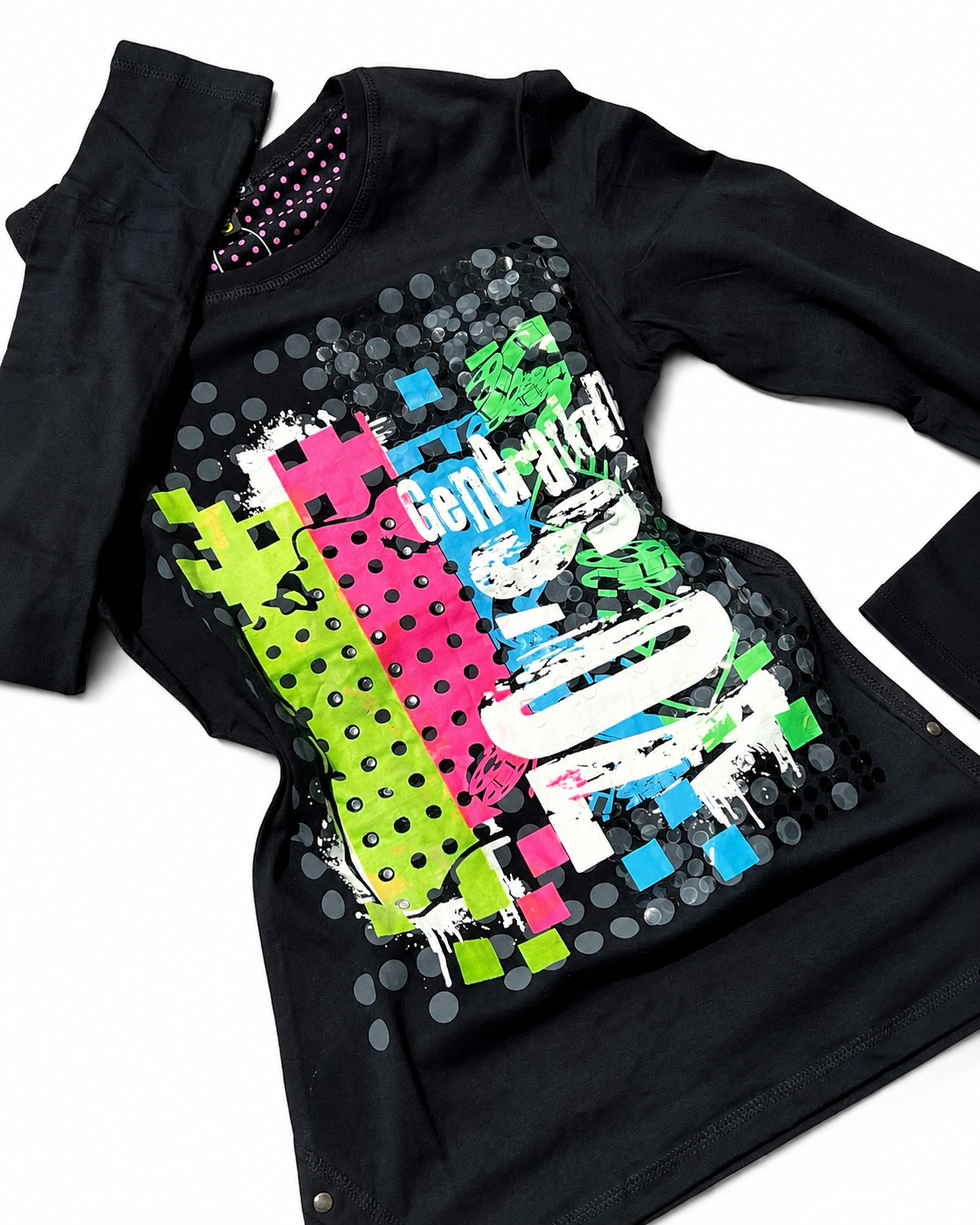 Women’s Y2K Graphic Plaid Panel Long Sleeve Tee