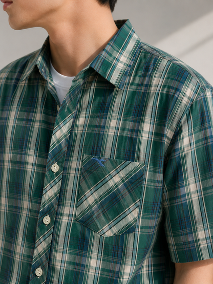 377 - Relaxed Plaid Short Sleeve Shirt