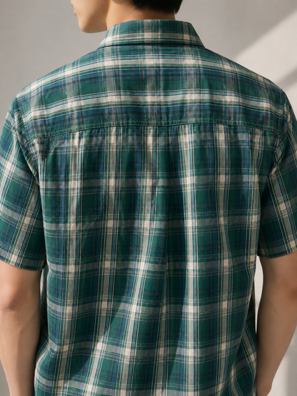 377 - Relaxed Plaid Short Sleeve Shirt