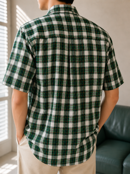 378 - Relaxed Plaid Short Sleeve Shirt