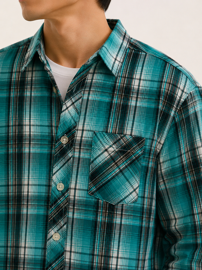 376 - Relaxed Plaid Long Sleeve Shirt