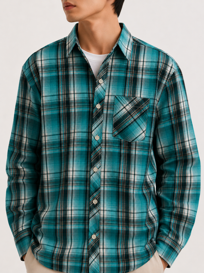 376 - Relaxed Plaid Long Sleeve Shirt