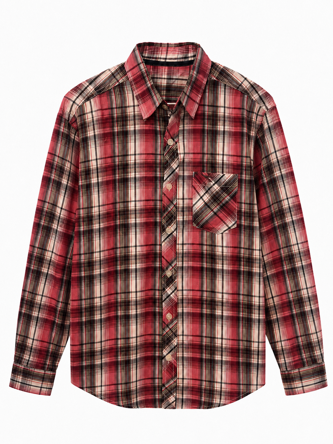 376 - Relaxed Plaid Long Sleeve Shirt