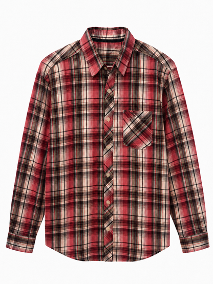 376 - Relaxed Plaid Long Sleeve Shirt