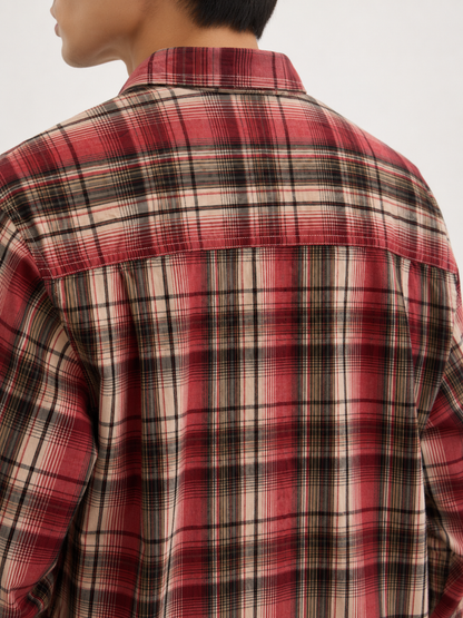 376 - Relaxed Plaid Long Sleeve Shirt
