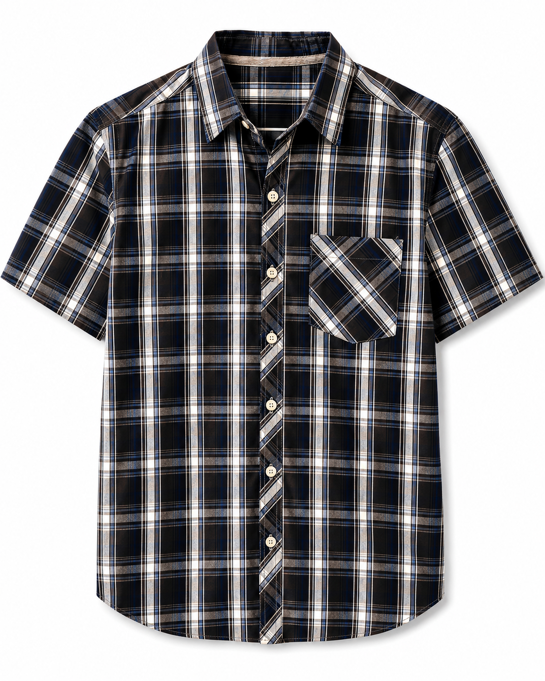 377 - Relaxed Plaid Short Sleeve Shirt
