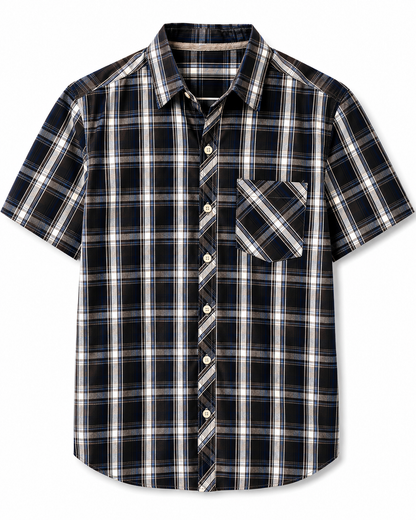 377 - Relaxed Plaid Short Sleeve Shirt