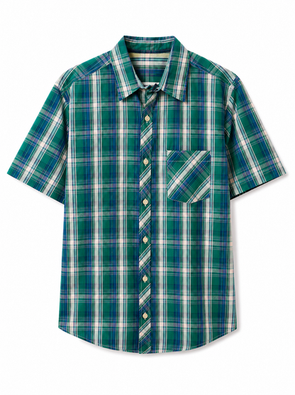 377 - Relaxed Plaid Short Sleeve Shirt